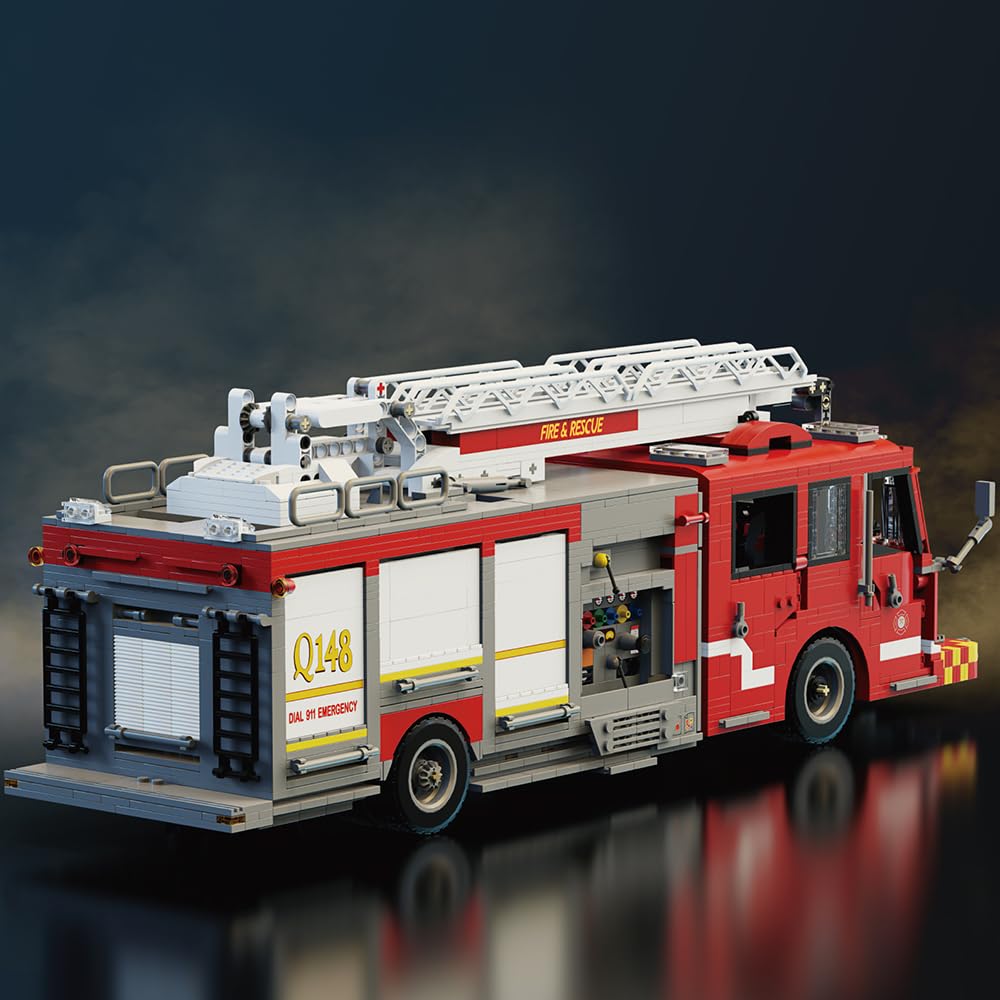 39134 US-Feuerwehrwagen Hoch Wasserturm Bausteinsatz, 3033 Stück Feuerwehr Rettungsfahrzeug Baublock Modell Sets, Erwachsene Kreative Enthusiasten Modell Geschenke und Einzigartige Sammlerstücke