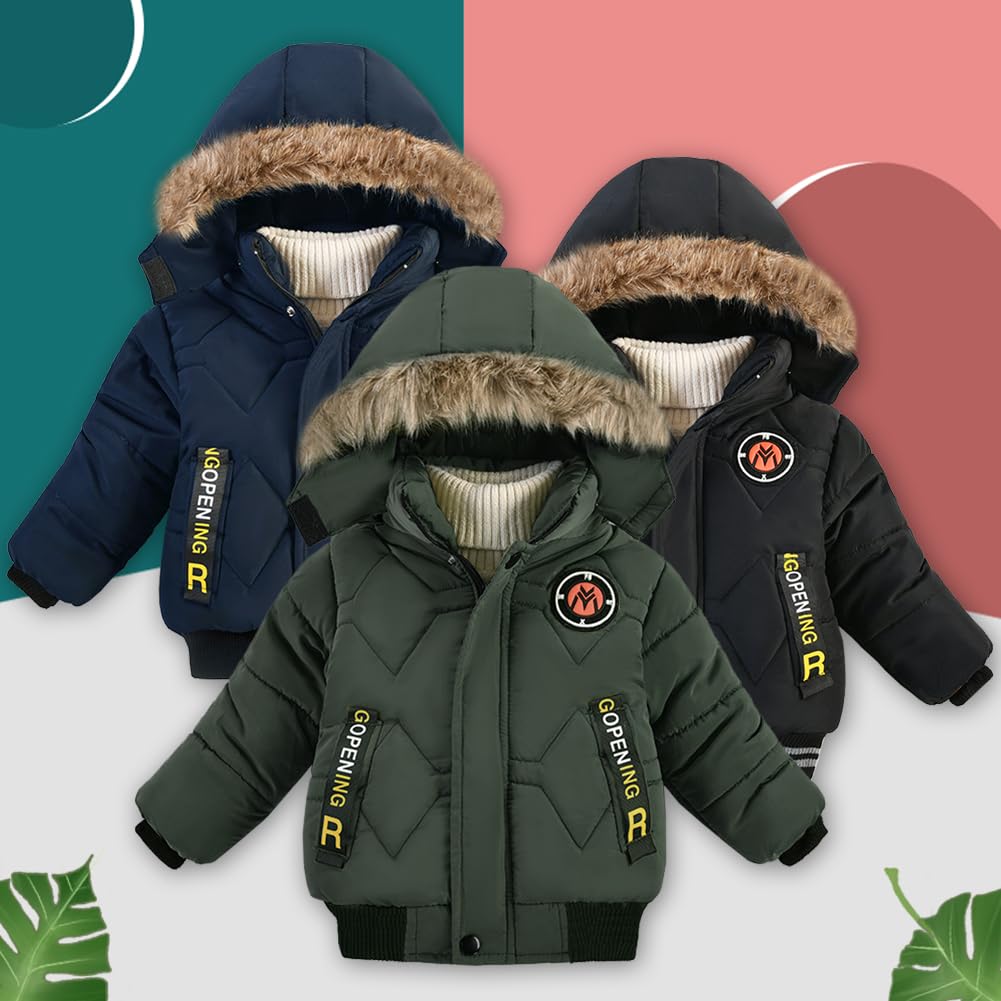 Kinder Winterjacke Jungen, Mädchen Steppjacke mit Abnehmbar Kapuze Warm Verdicken Wintermantel