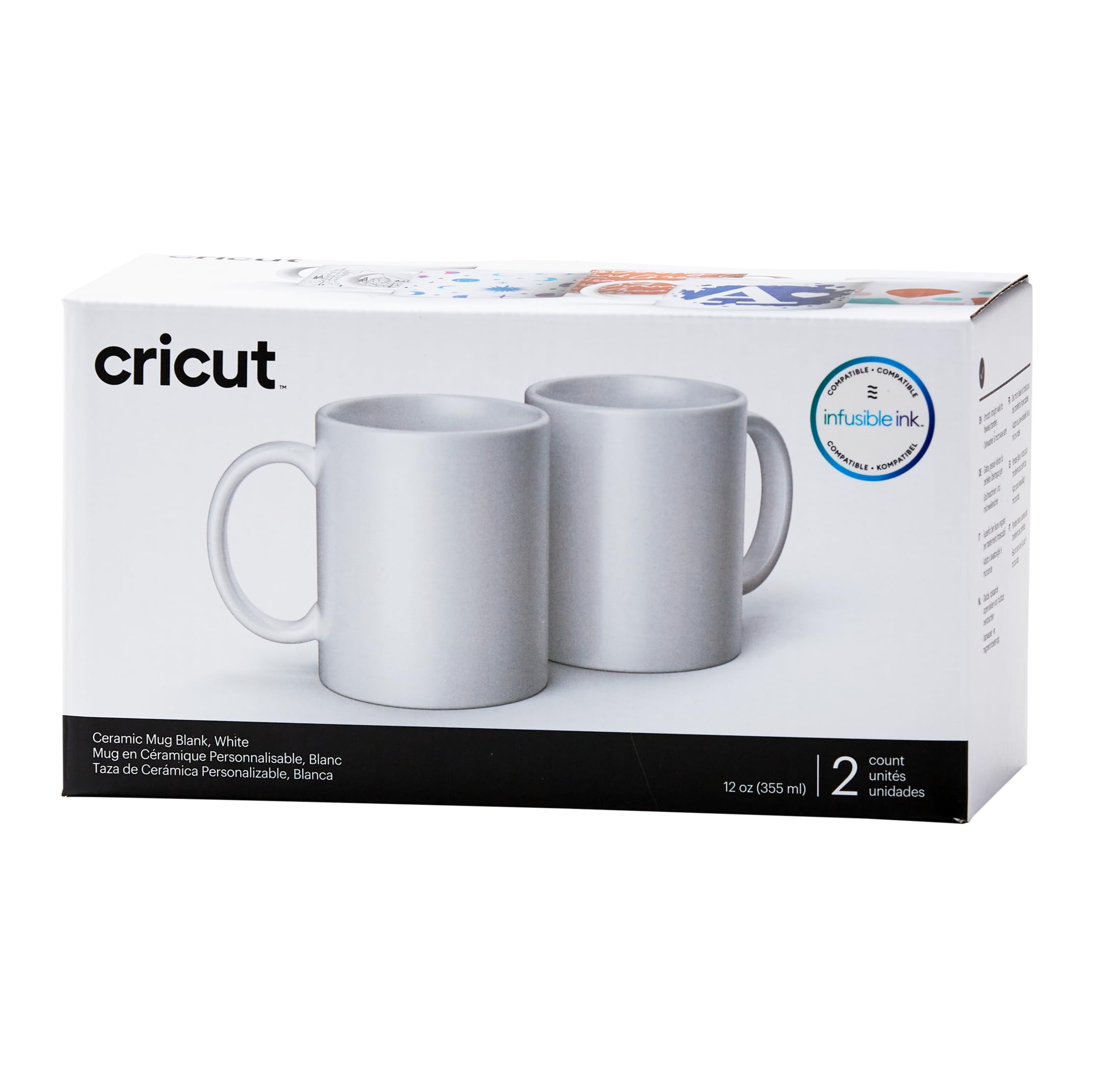 Cricut Blank Mugs White 355ml (12oz) 2 x Infusible Ink Sublimation Mugs for use Mug Press Infusible Ink 2007821