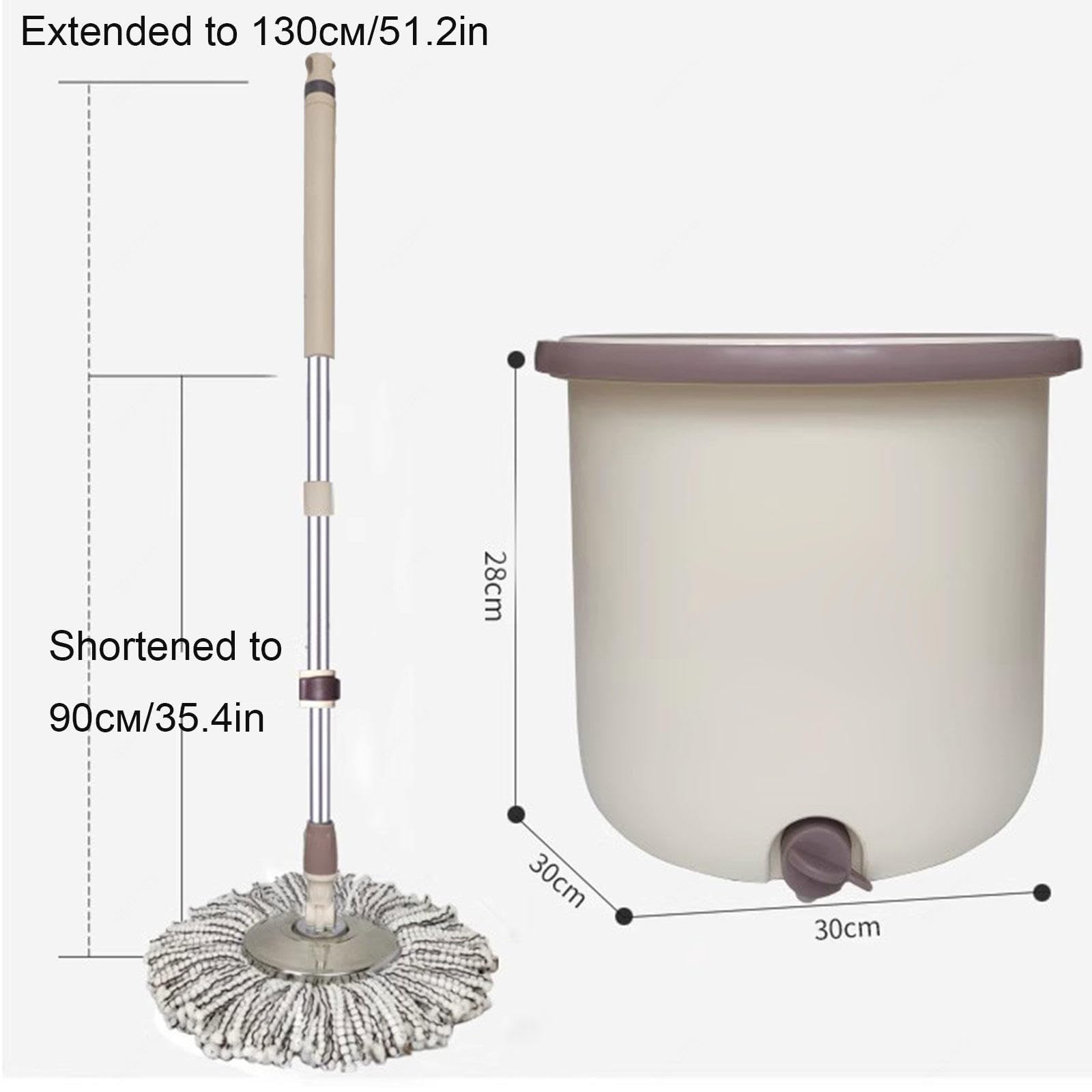 Mop Obrotowy I Wiadro Z Zestawem Wyciskaczy I 5 Wkładów Do Mopa Z Mikrofibry - 51,2-calowy Przedłużony Uchwyt, Mopy Do Czyszczenia Twardego Drewna, Laminatu I Płytek,Beige