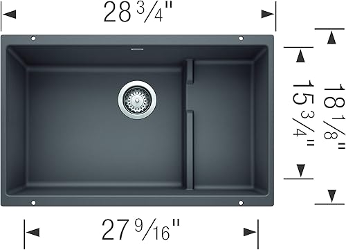 Miniatura 9 de Blanco - Silgranit 519450 Precis bajo cubierta simple 2834 pulgadas, fregadero de cocina, 519452