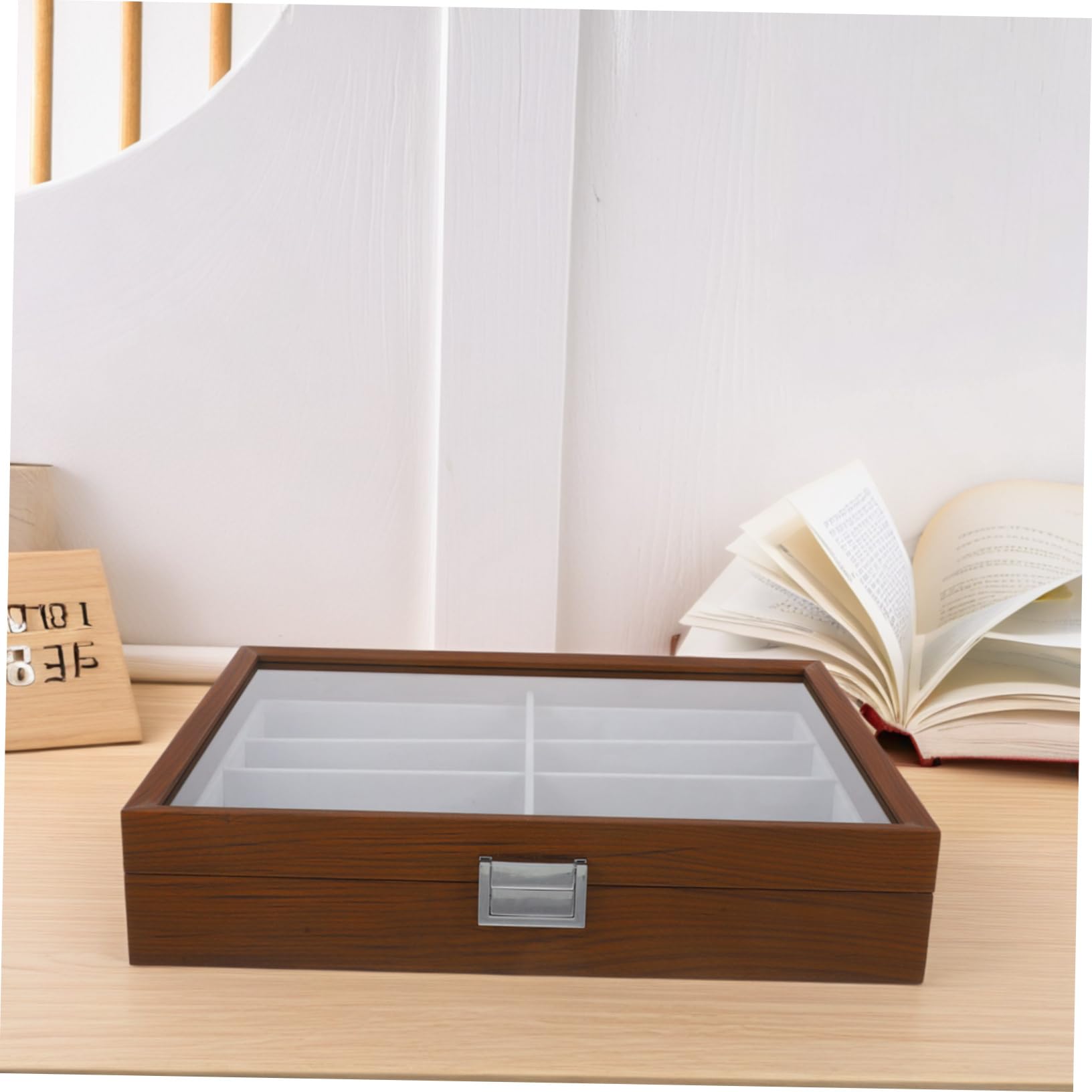ULTECHNOVO Holz Brillen Aufbewahrungsbox 8 Fächer Mit Weichem Innenfutter Sonnenbrillen Organizer Für Damen Und Herren Brillen Displayhalter Für Zuhause Und Reisen