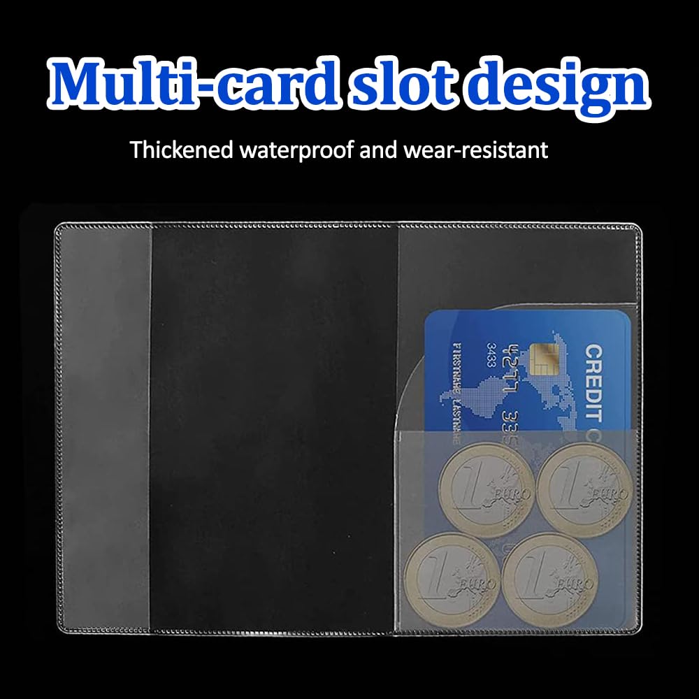 Pack of 4 | Passport Covers Transparent, Protective Passport Holders, Clear Plastic PVC Passport Case with 2 Slots, Passports Cover Water & Dust Proof, Anti Scratches