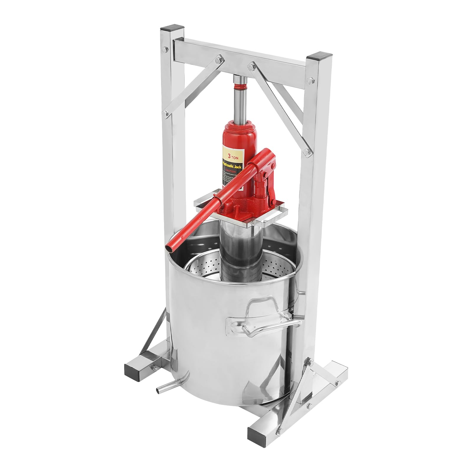 banborba 3.17 Gal/12L Fruit Wine Press, Stainless Steel Manual Juice Maker with 3T Hydraulic Jack, Cider Grape Crusher Wine Apple Carrot Orange Berry Vegetables Cheese Tincture Herb Juice Making