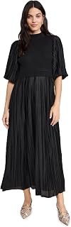 Women's Pleated Mix Media Maxi Dress