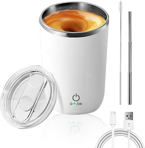 Miniatura 7 de Beyoung Taza de agitación automática, taza de café magnética automática con 3 funciones de mezcla, vaso de viaje para automóvil con mezcla