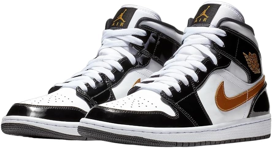 Jordan Air 1 Mid Se (Black/Metallic Gold-White, 9.5)