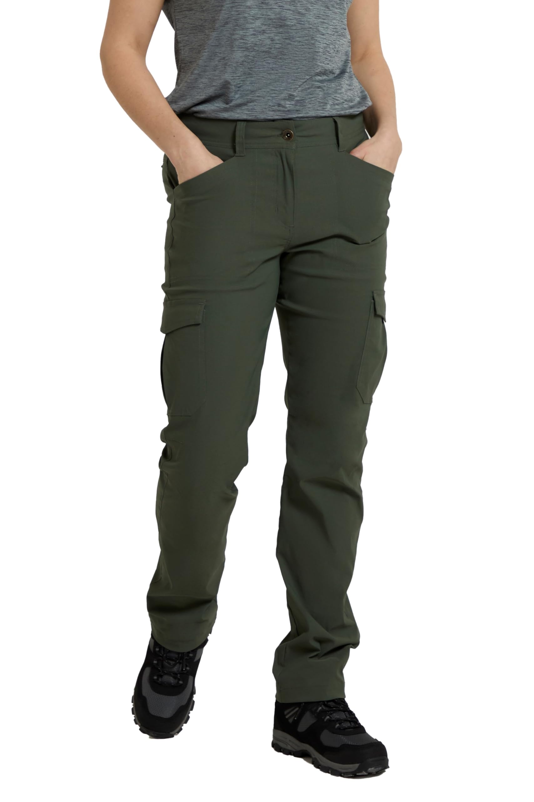 Mountain Warehouse Conniston Womens Cargo Trousers - Ladies Stretchy Quick Dry & UV Protect Pants - Spring Summer Walking, Hiking, Outdoors & Trekking Khaki Women's Size 10