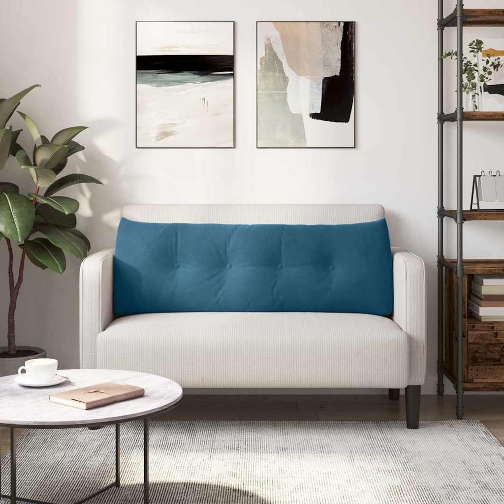 Rückenkissen Blau 140x24x50 cm Samt Lesekissen für Bett und Sofa - Ergonomisches Keilkissen Groß mit Seitentasche - Weiches Sofakissen Samtkissen Dekokissen für Wohnzimmer Schlafzimmer