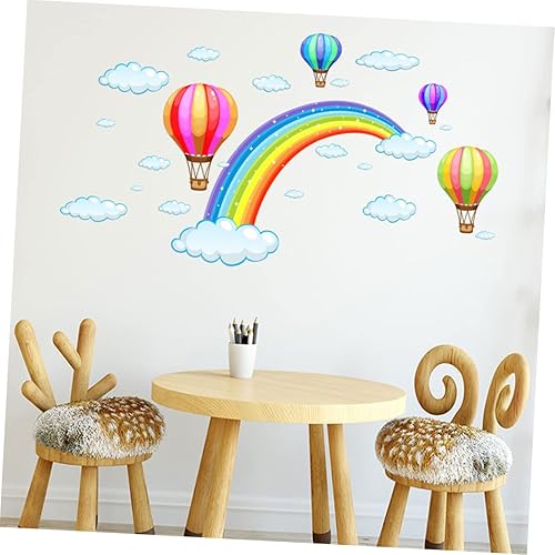 Miniatura 3 de Toyvian Adhesivo decorativo para ventana, diseño de nubes, calcomanías de pared, globo de aire caliente, para habitación de bebé, niña, papel tapiz