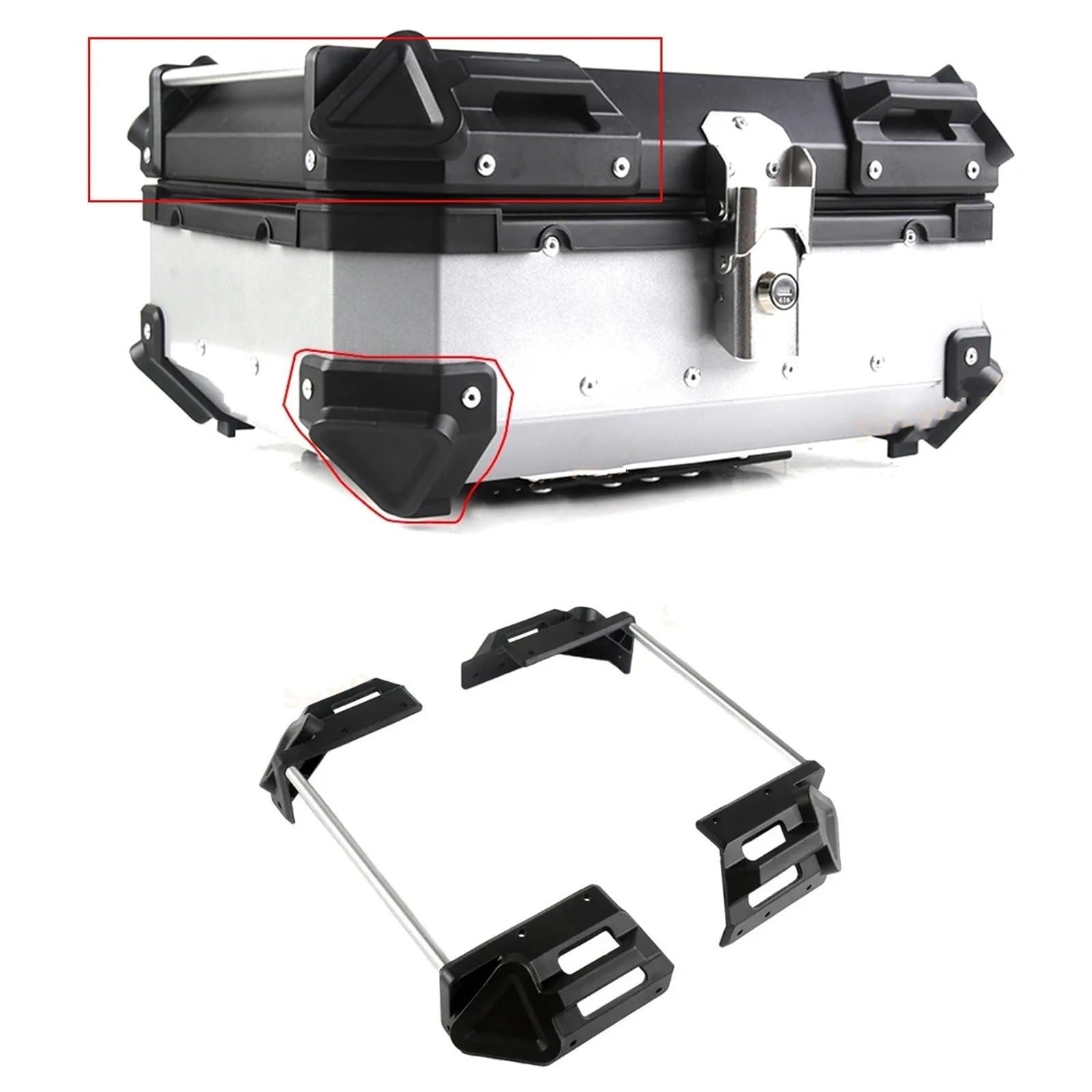 motocyklowyTopcase Kufer motocyklowy narożny boczny tylny bagażnik Skrzynka narzędziowa ze stopu aluminium Osłona kufra tylnego Narożnik boczny Bagażnik bagażnika motocykla(4 Corners With Pipe)