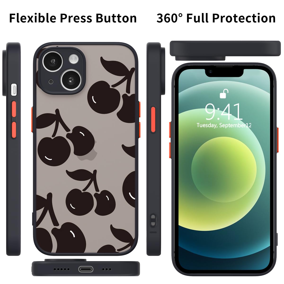 Amazon.com: JOYLAND Cool Black Cherry Pattern Matte Phone Case for