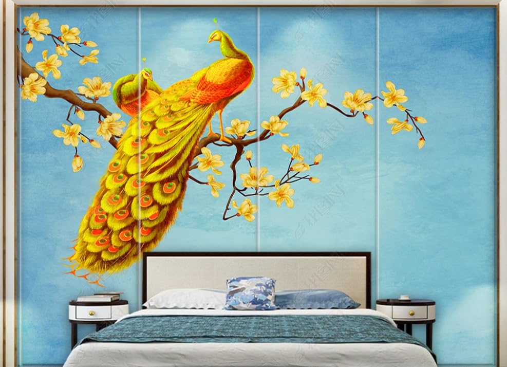 Papier peint intissé magnolia pour masquer les murs abîmés du salon - 3