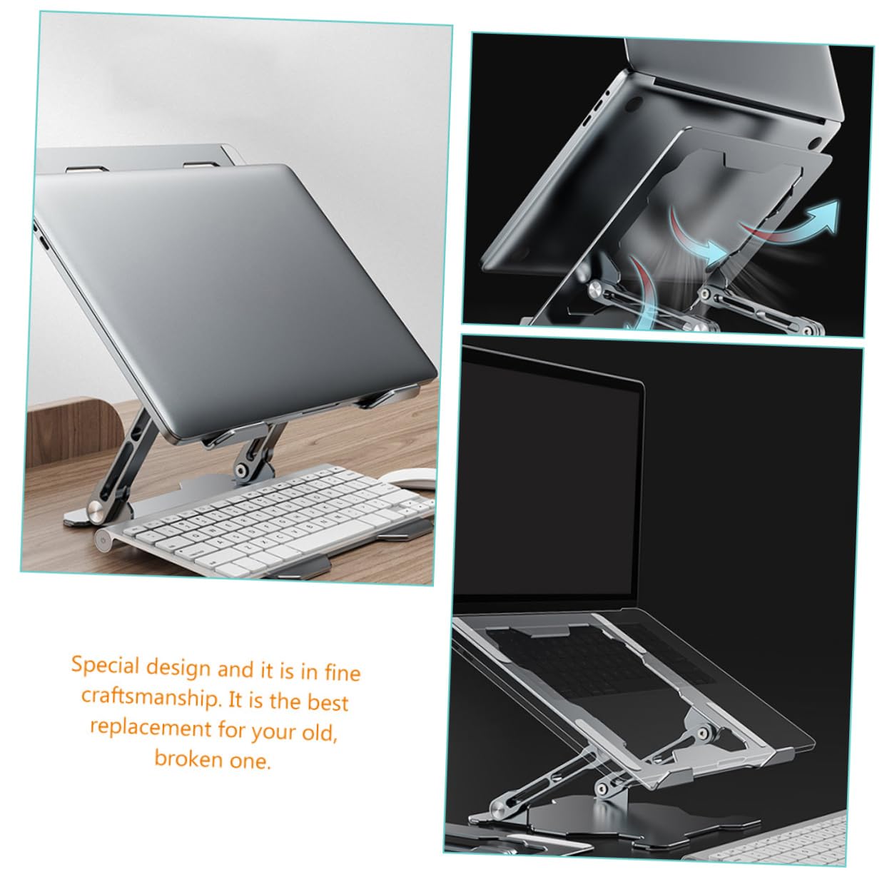 Ciieeo Soporte Plegable para Tableta Soporte De Aleación para Portátil Soporte Ajustable para Computadora Portátil Soporte para Laptop Aleación De Aluminio Rejilla De Refrigeración
