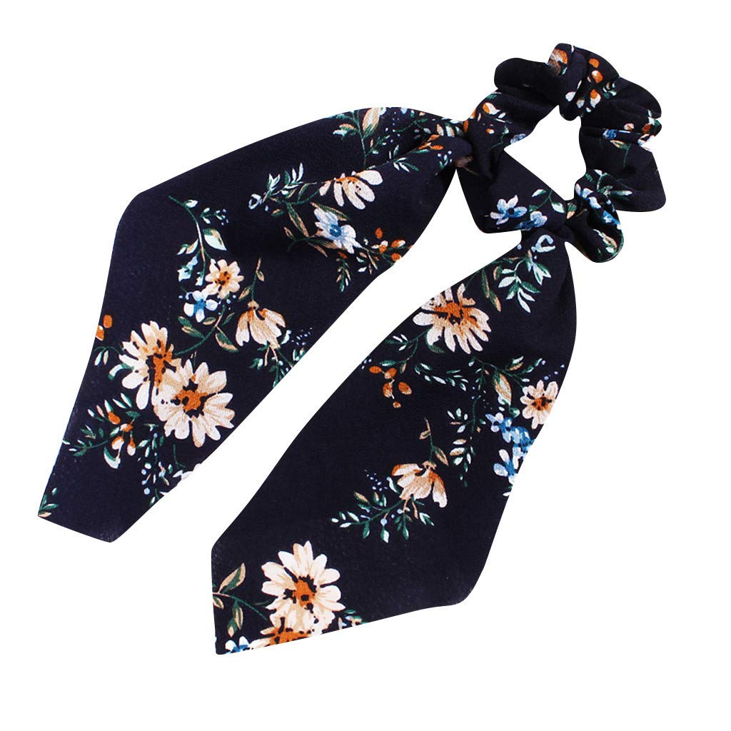 Bylater Bowknot Hair Scrunchy Vintage Floral Scarf Hair Ties Ponytail Holder Hair Accessories Ropes Headband for Women Girls