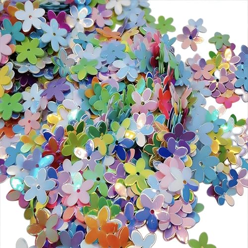 300 Pcs Glitter Flower Sequins Mixed Colors Loose Crafting Embellishments for Sewing Wedding Decoration Christmas Clothes Jewelry Making