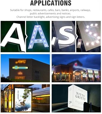 LED Module 12V DC White 3 LEDs 6500K Daylight White 1W Waterproof Decorative for Advertising Signs Letter Sign with Tape Adhesive Backside (200 PCS)