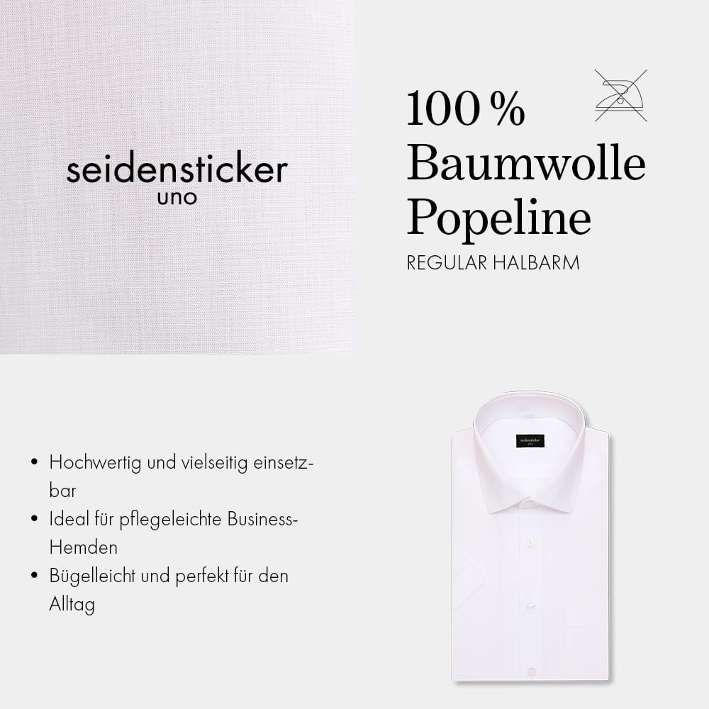 Seidensticker UNO Kurzarm-Hemd – Regular Fit, Bügelleicht für jeden Anlass, 100% Baumwolle, Klassisches Herren-Hemd mit Kent-Kragen