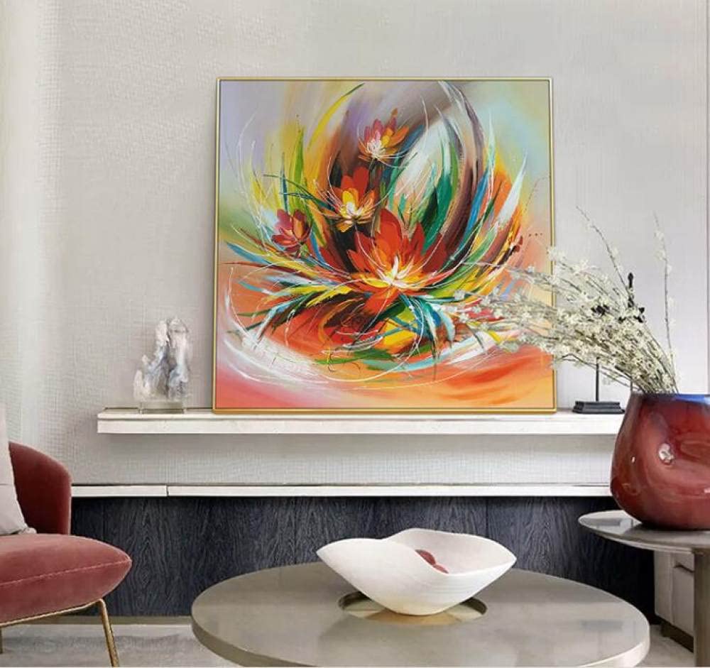 Peinture fleurs colorées pour salon moderne et décoration de villa