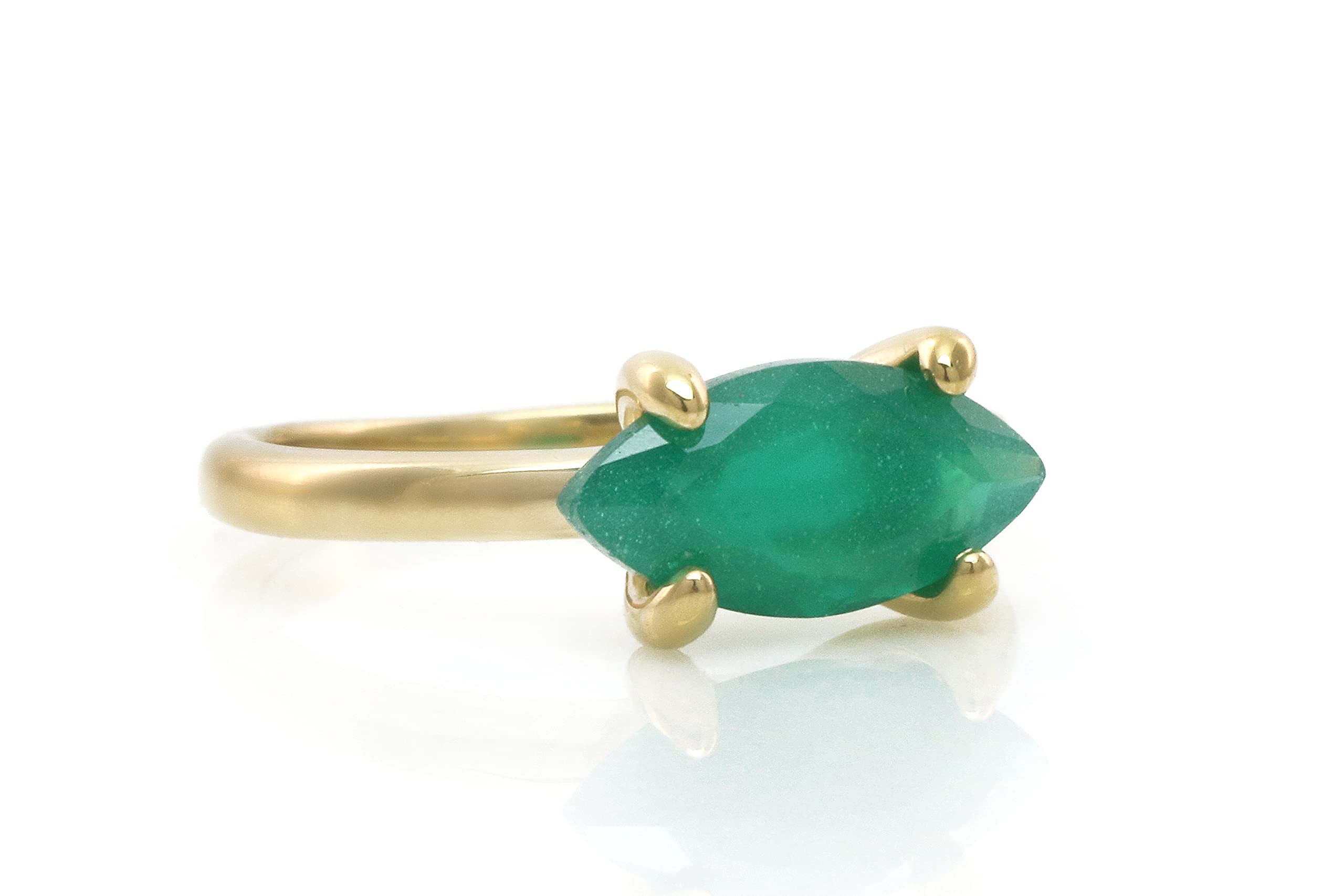 Anemone Anello Chic Onice - Anello Solitario per Fidanzamento, Promessa, Regalo, Moda - Anelli Gemma Personalizzati per Donne - Scegliete il Vostro Materiale - con Incisione Opzionale - Fatto a Mano