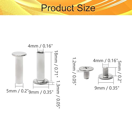 Miniatura 2 de Juvielich Poste de tornillo apto para orificios de 316 pulgadas (0.197 in) de diámetro, 25 juegos hembra M5x18mm tornillo de fijación para álbumes
