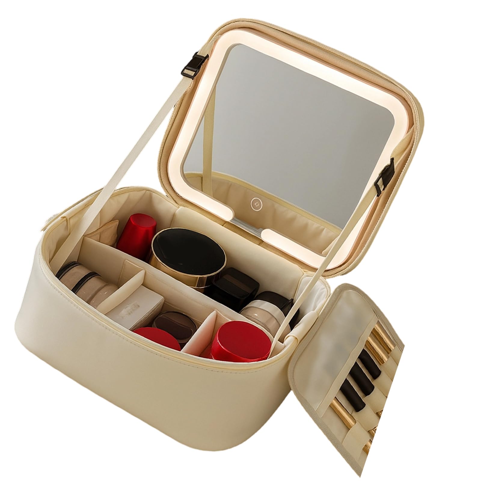 Trousse de maquillage professionnelle à LED - Porte-brosse cosmétique - Étui de voyage tendance pour la gestion des cosmétiques - Planificateur de voyage, blanc, B, Beauté de masse