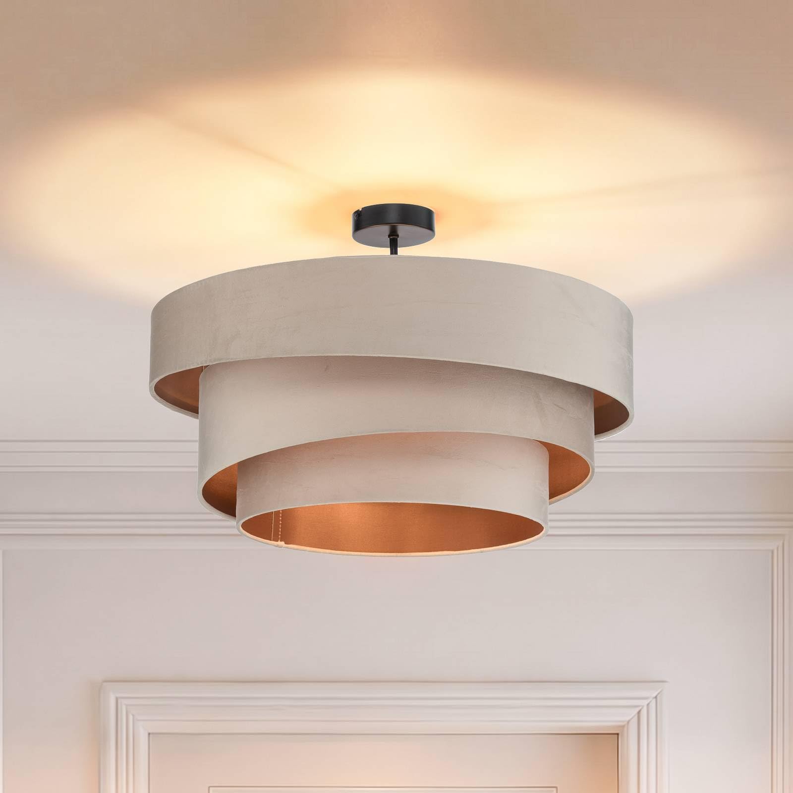 Lindby Ceiling Light Jusari dimmable (Modern) in Cream Made of Textile for e.g. Living Room & Dining (3 Light Sources, E27) from Ceiling lamp