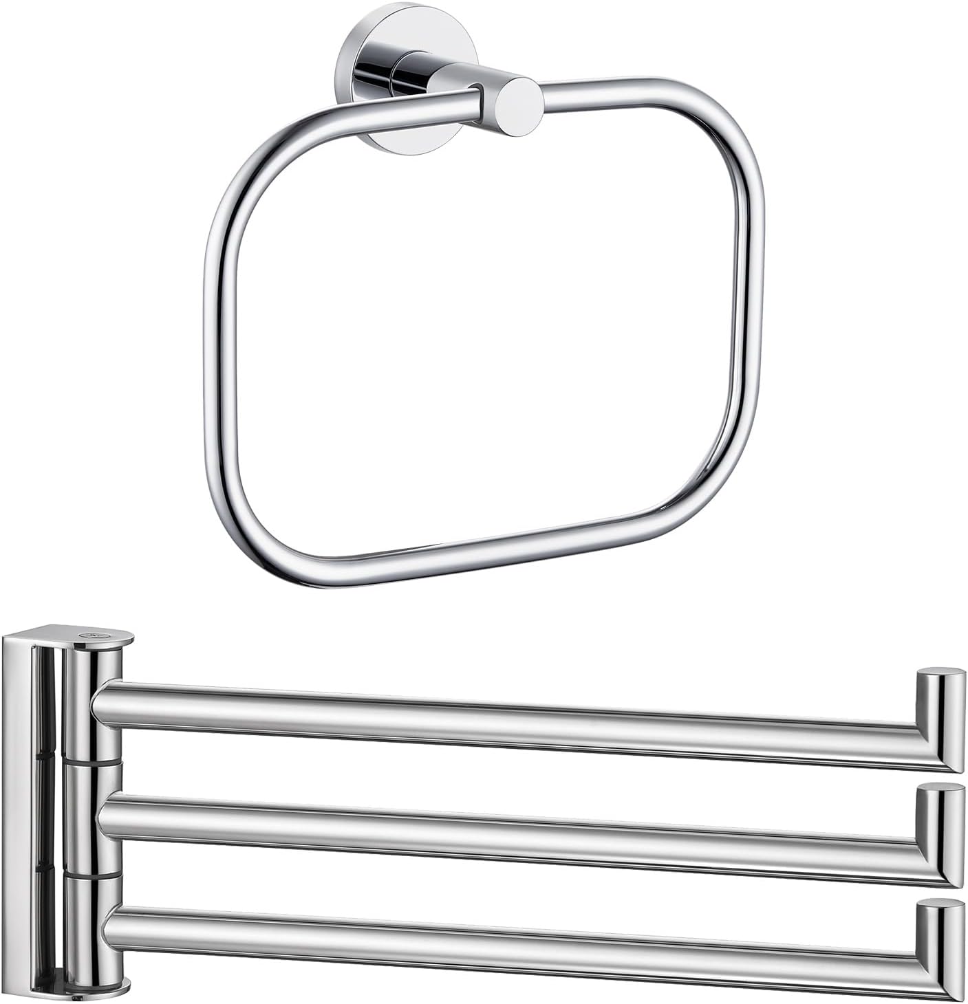 Angle Simple Swivel Towel Ring Bundle with 3 Bars Hand Towel Holder (Polished Chrome)
