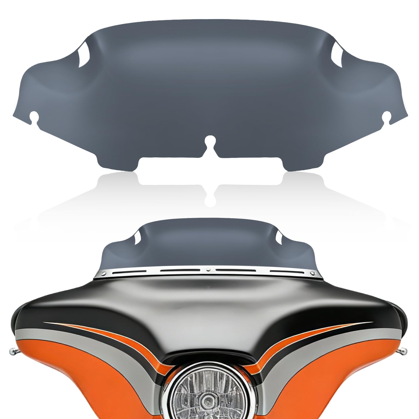 Tvitano Smoke 6" Motorcycle Wave Windshield Windscreen Compatible for 1996-2013 Harley Davidson Touring Street Glide Electra Glide Tri Glide FLHT