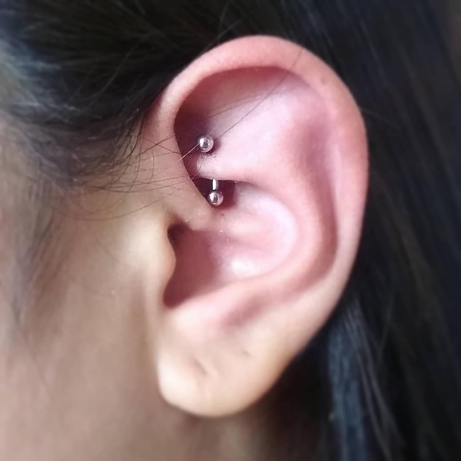 FINE4U 1 Pair Curved Barbell Body Jewelry 16g 6mm 8mm 10mm - ASTM F136 Titanium Rook, Eyebrow, Vertical Labret Lip Piercing - Image 4