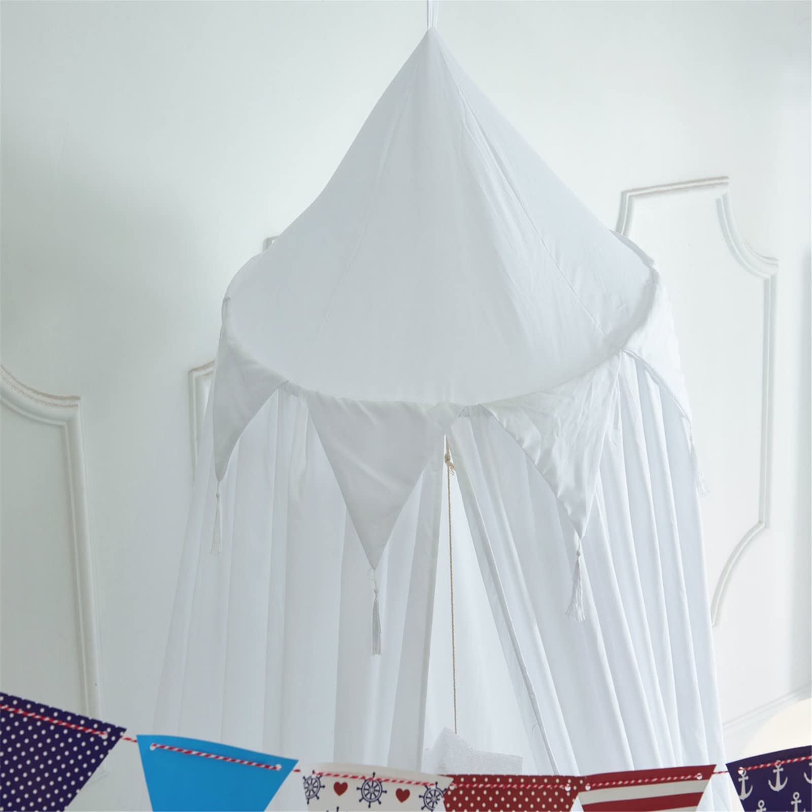 Baldacchino Per Letto Bambina Nordico - Zanzariera Cupola Azzurra Per Culla O Lettino