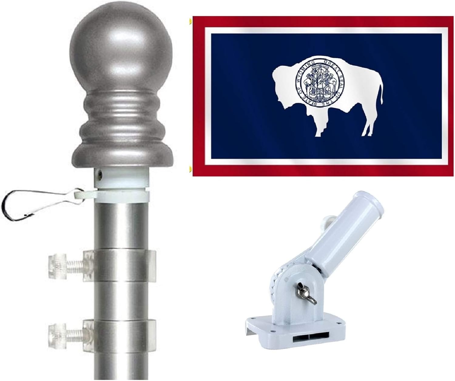 Arkansas 3x5 Outdoor Flag and Flagpole Set Tangle Free Spinner Flagpole Kit Comes with Flag Pole and Bracket (Arkansas)