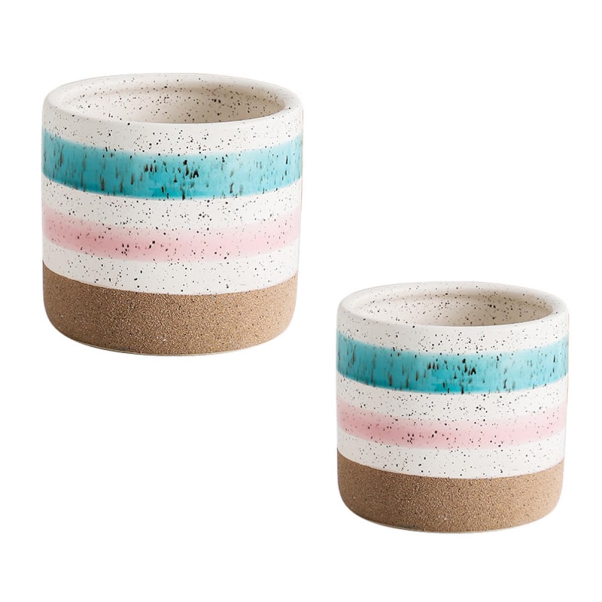 GALPADA 2 Stück Keramik Blumentopf Tischblumentopf für Sukkulenten und Blumen Schlichtes Handbemaltes Design Feine Verarbeitung für Café und Laden