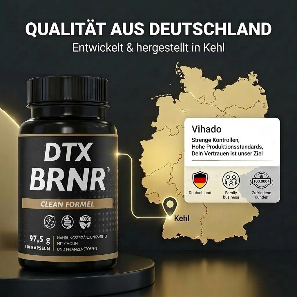 DTX BRNR Leber Komplex + Stoffwechsel Kapseln mit Cholin, Grüner Tee, Artischocke, Mariendistel, Löwenzahn & Kurkuma, 120 vegane Kapseln
