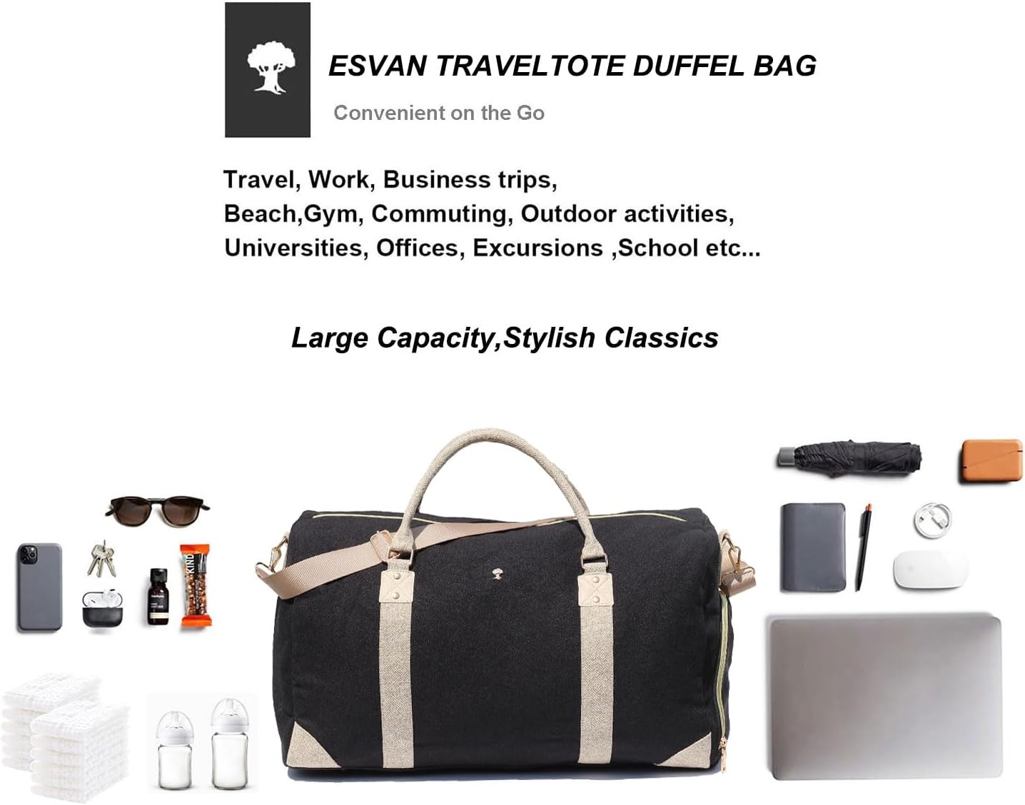 Travel Duffle Bag, Weekender Bag for Women with Shoe Compartment, Carry on Overnight Bag Gym Duffel Bag, Mommy Hospital Bags - Image 6