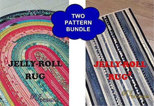 Bundle of 2 Patterns: Jelly Roll Rug (Original Oval), and Jelly Roll Rug 2 Squared (Rectangular)