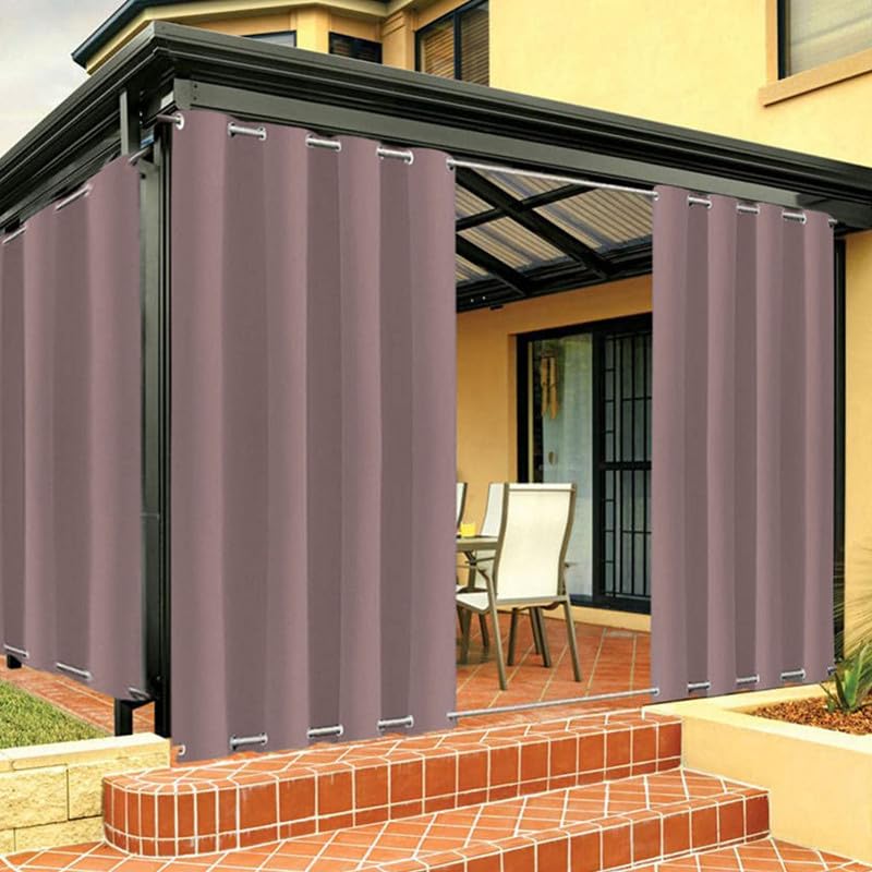 FicaRico Outdoor Curtains for Patio Waterproof Gazebo Curtains, Windproof Curtains with Grommets On Top and Bottom, Sun Blocking Curtains for Pergola, Backyard | 1 Panel, W52 xH108, Pink — image 1