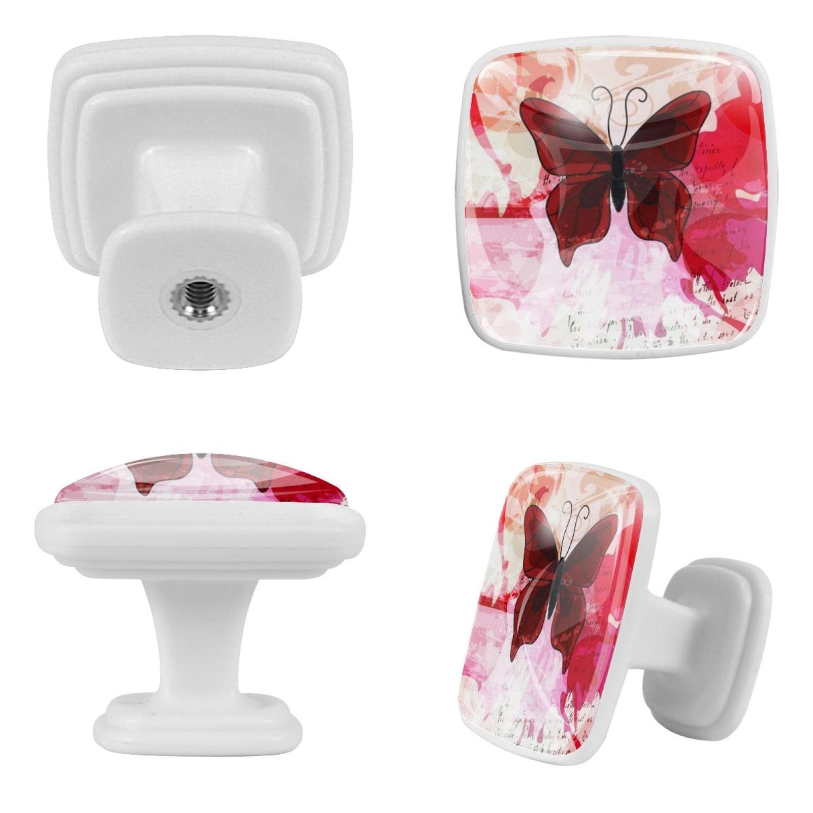 Boutons de tiroir papillon rouge pour transformer votre commode de chambre vintage