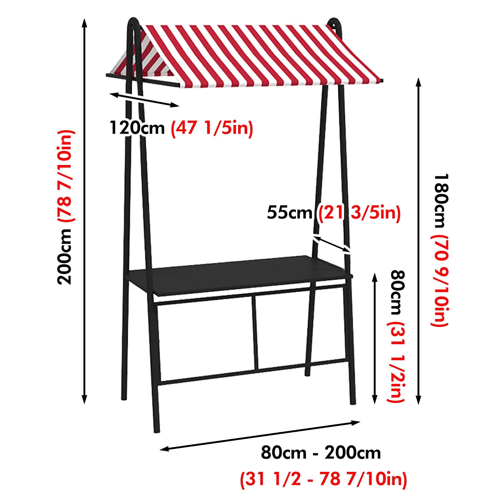 Generico Carrello per bancarelle Portatile per Vendite all'aperto, Food Truck, bancarella di Hot Dog/Gelato/Fiori, Stand espositivo per mercati agricoli, Attrezzatura per venditori del Mercato nottur