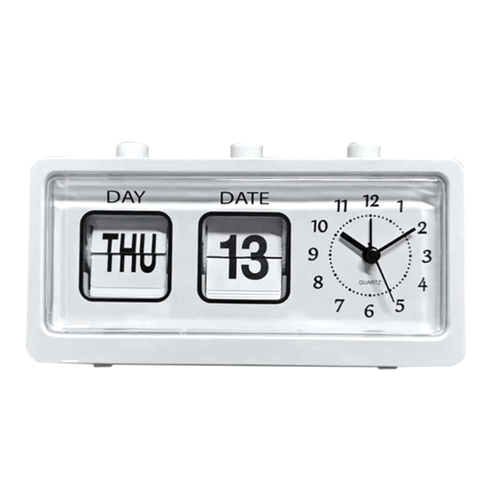 Aniyaa Mechanical Alarm Clock Novelty Flip Clock Desktop Digital Clock with Calendar Clock Home Decor Retro Decor,White