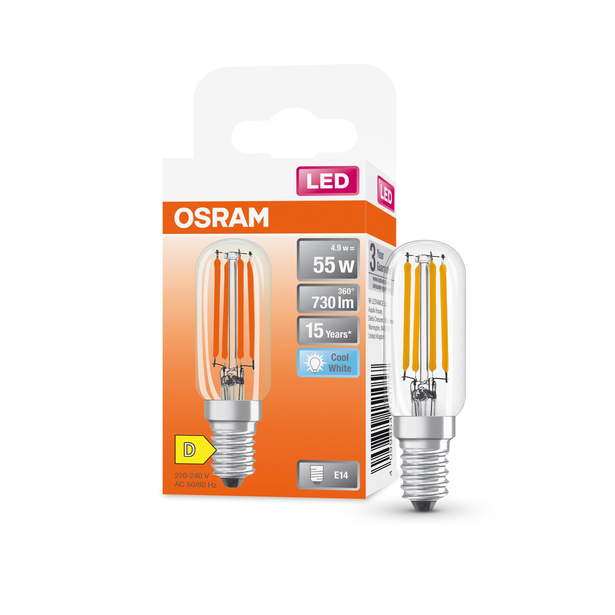 OSRAM SPECIAL T26 FIL 55 pequeña lámpara LED especial con casquillo E14, | , LED Lamps, 25.00 Millimetres dia, , Paquete de 6
