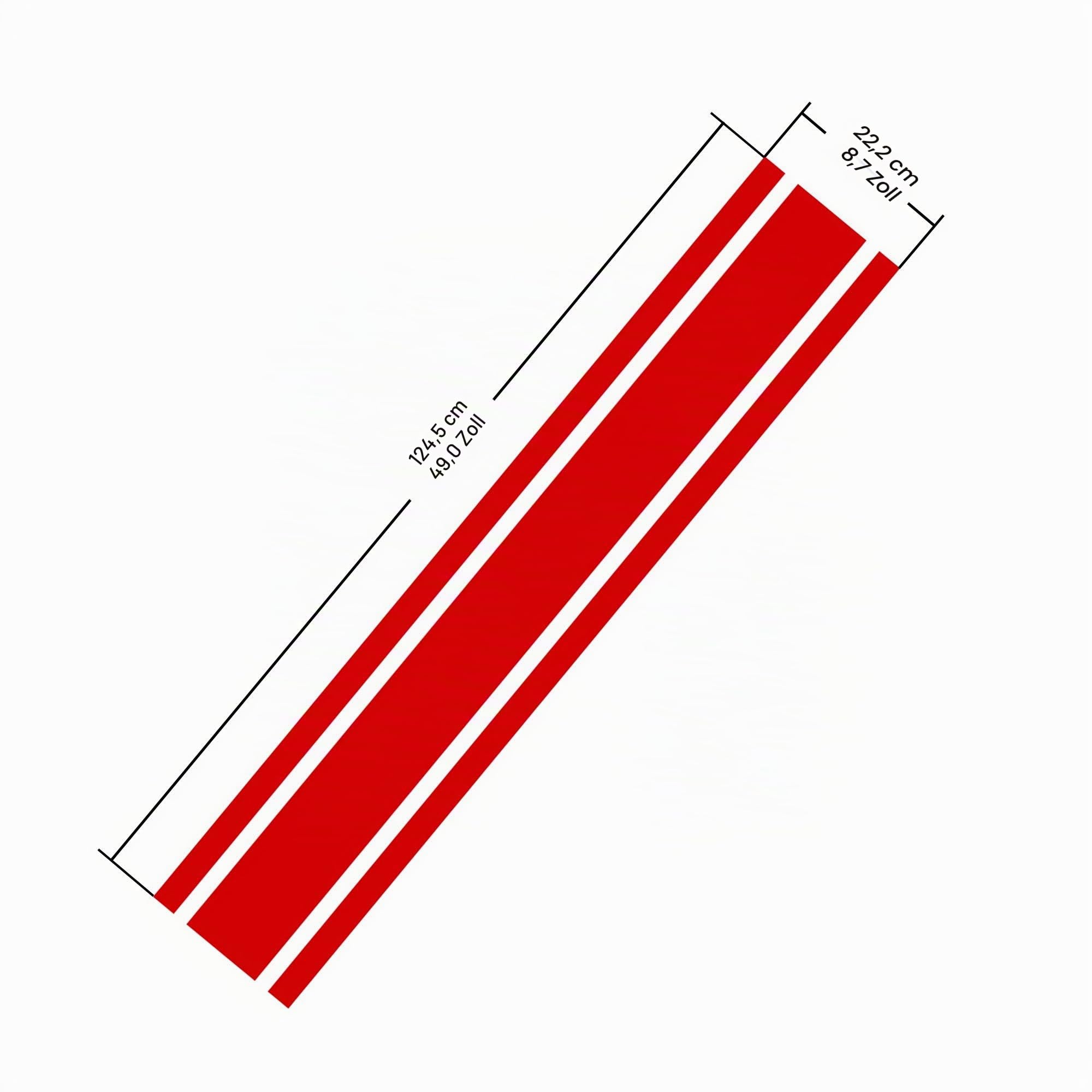 TOMALL 124.5 cm x 22.2 cm Motorhaube Streifen Aufkleber Auto Racing Körper Seite Aufkleber Rock Dach Motorhaube Stoßstange Streifen Aufkleber Vinyl Streifen Dekoration für Auto (Rot)