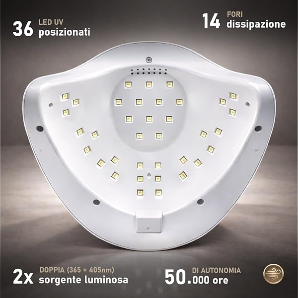 Lampada led unghie UV professionale 36 LED con 5 Timer da 48W / 54W. Fornetto ideale per manicure e pedicure con sensore movimento e base removibile. Forno asciuga smalto per gel UV e semipermanente. - 2