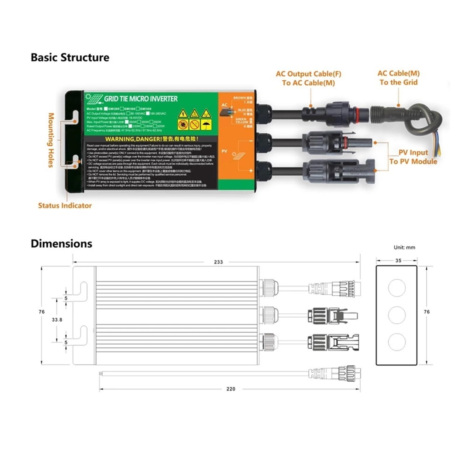 700W 600W 500W 350W 300W Mikroinwerter Do Sieci Słonecznej Wejście MPPT DC26V-46V Wyjście PV AC Domowy System Solarny Na Siatce Bezpieczniejszy I Wydajniejszy(300W,80V-160VAC)