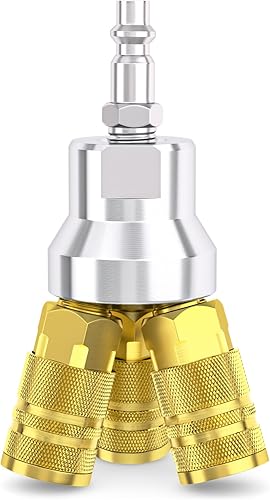 Taisher - Colector de aire de 3 vías con 4 puertos de aluminio, compresor de aire neumático industrial de conexión rápida, divisor de manguera de