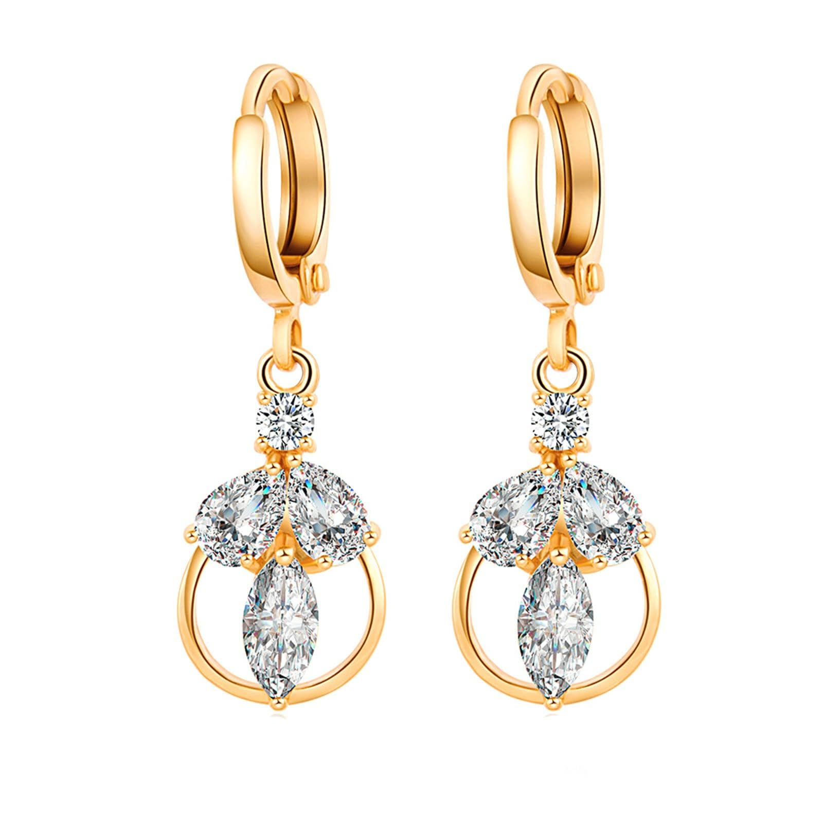 Orecchini Oro 585 Donna Moissanite Bianco Elegante Orecchini Pendenti Gioielli
