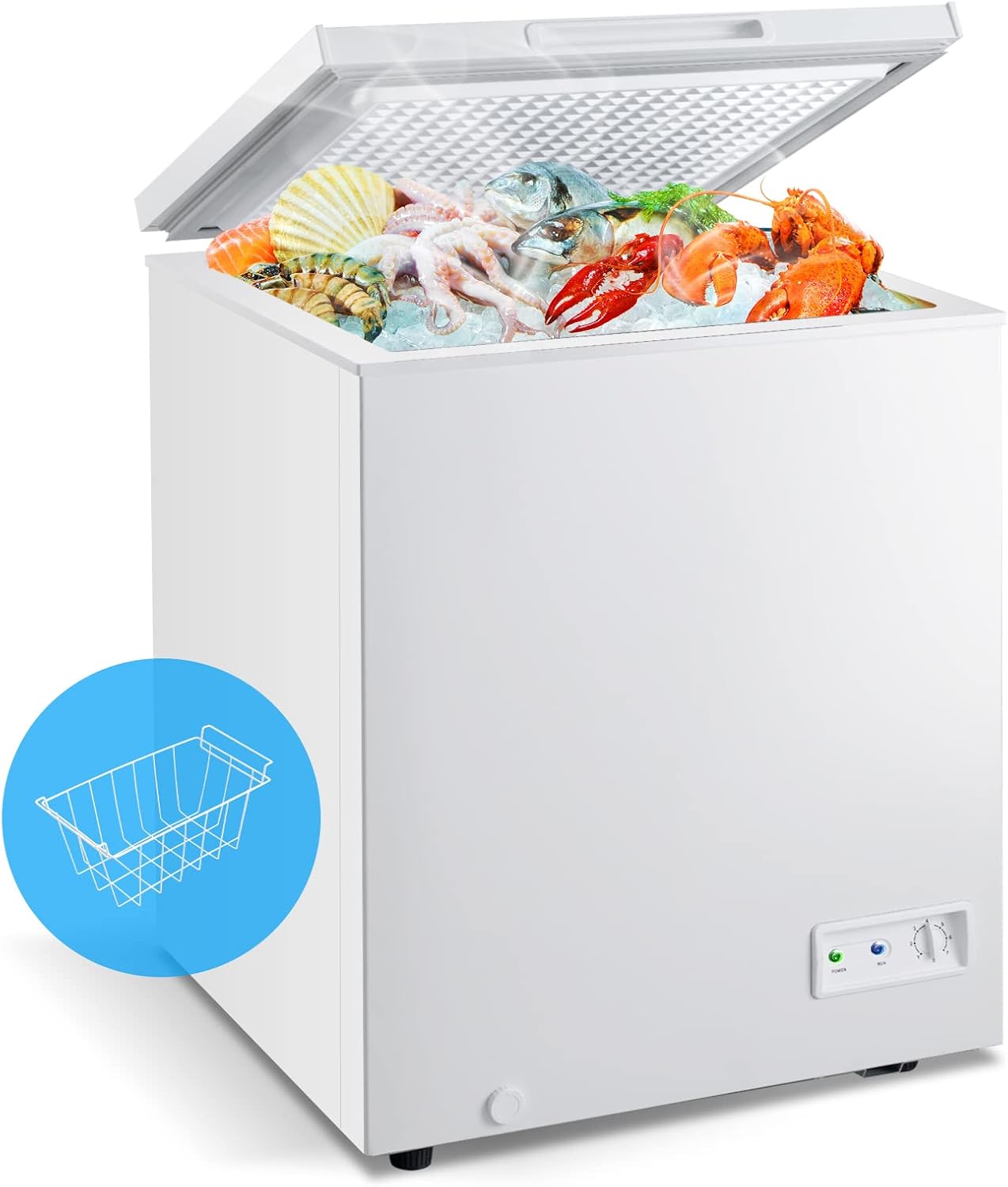 CHEFJOY 5 Cu Ft Chest Freezer, Freestanding & Flip Top