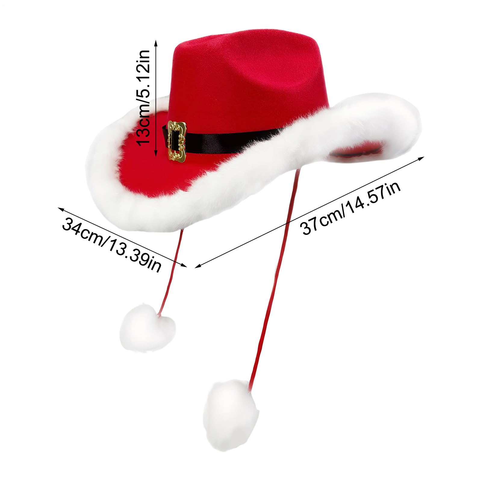 Sombrero De Rojo Gorro con Diseño de Pompones | Gorros De Santa Para Adultos Con Borde De Peluche Blanco Para Niñas Y Adultas Disfraces Navideños Accesorios Fotos Actuación