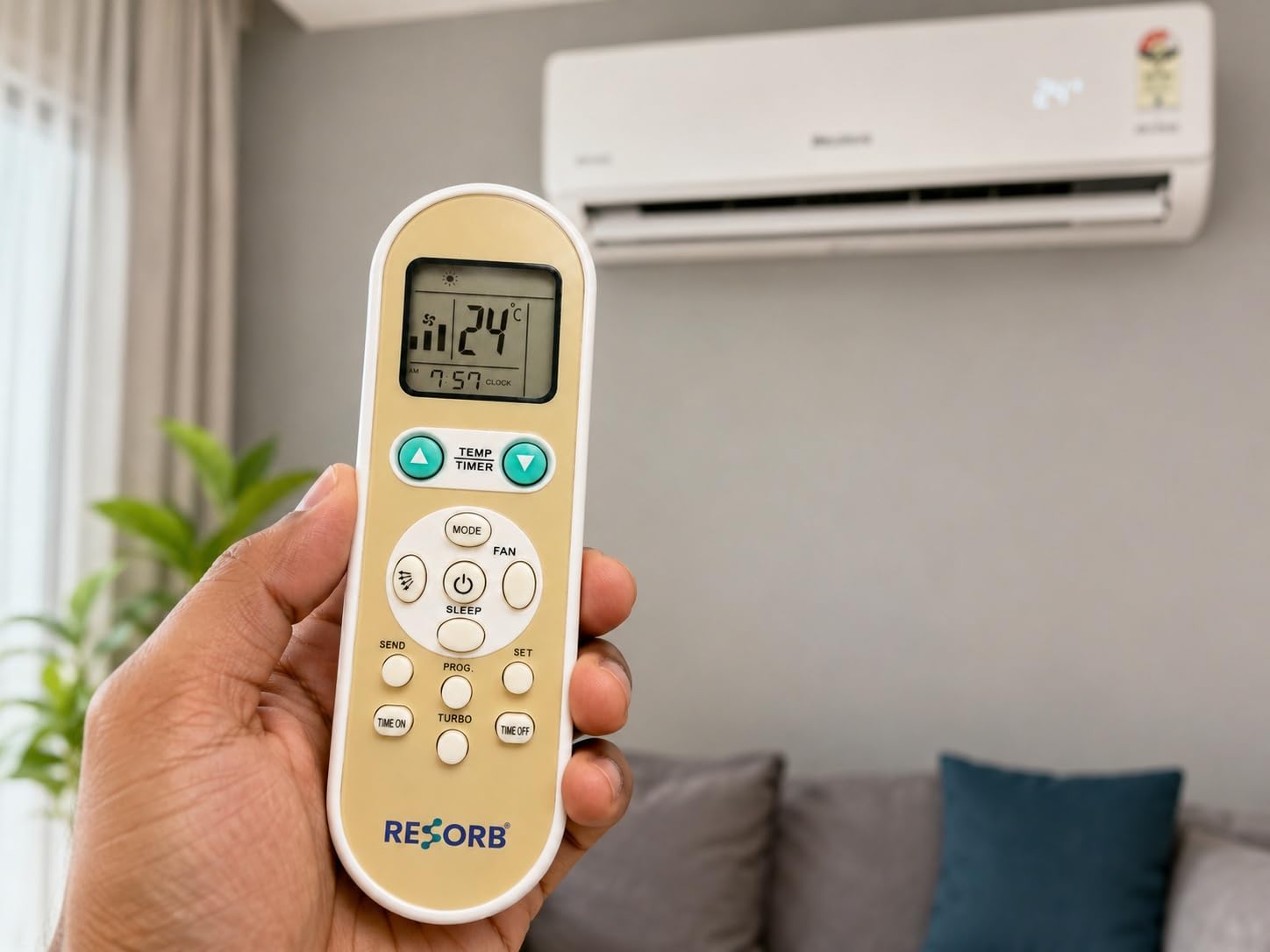 AC Remote Compatible with Original Voltas Air Conditioner Remote Control | Power Mode Fan Sleep Turbo Timer Temperature Control | White Replacement Remote | RE 165 1