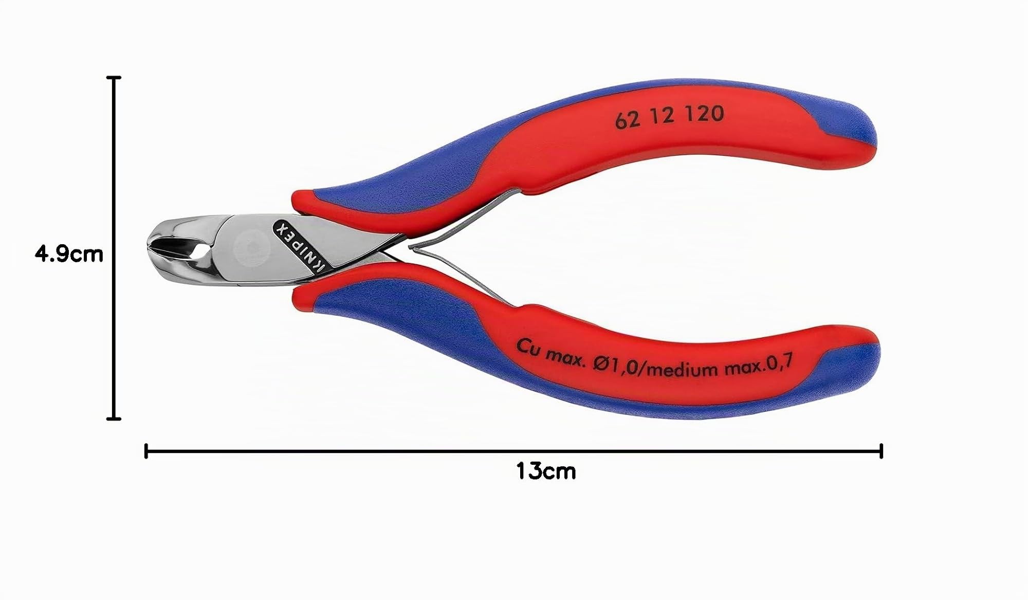 Knipex Pince coupante oblique pour l'électronique avec poignées multimatières 120 mm, 62 12 120